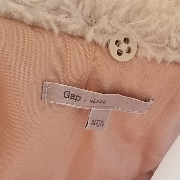 Gap Women Moto Zip Biker Jacket Fur Collar Ivory - Picture 7 of 12